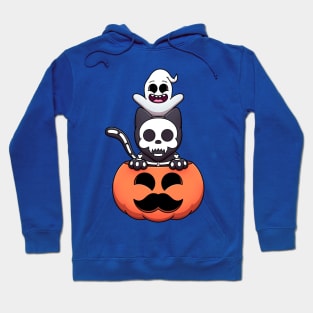 Halloween Pumpkin With Skeleton Cat And Ghost Hoodie